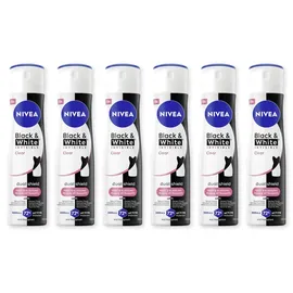 NIVEA Black & White Invisible Clear Deo Spray 6 x 150 ml