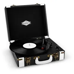Jerry Lee Retro-Plattenspieler LP USB schwarz-weiß Schwarz