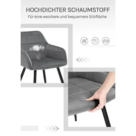 Woltu Esszimmerstuhl Samt dunkelgrau 4er Set