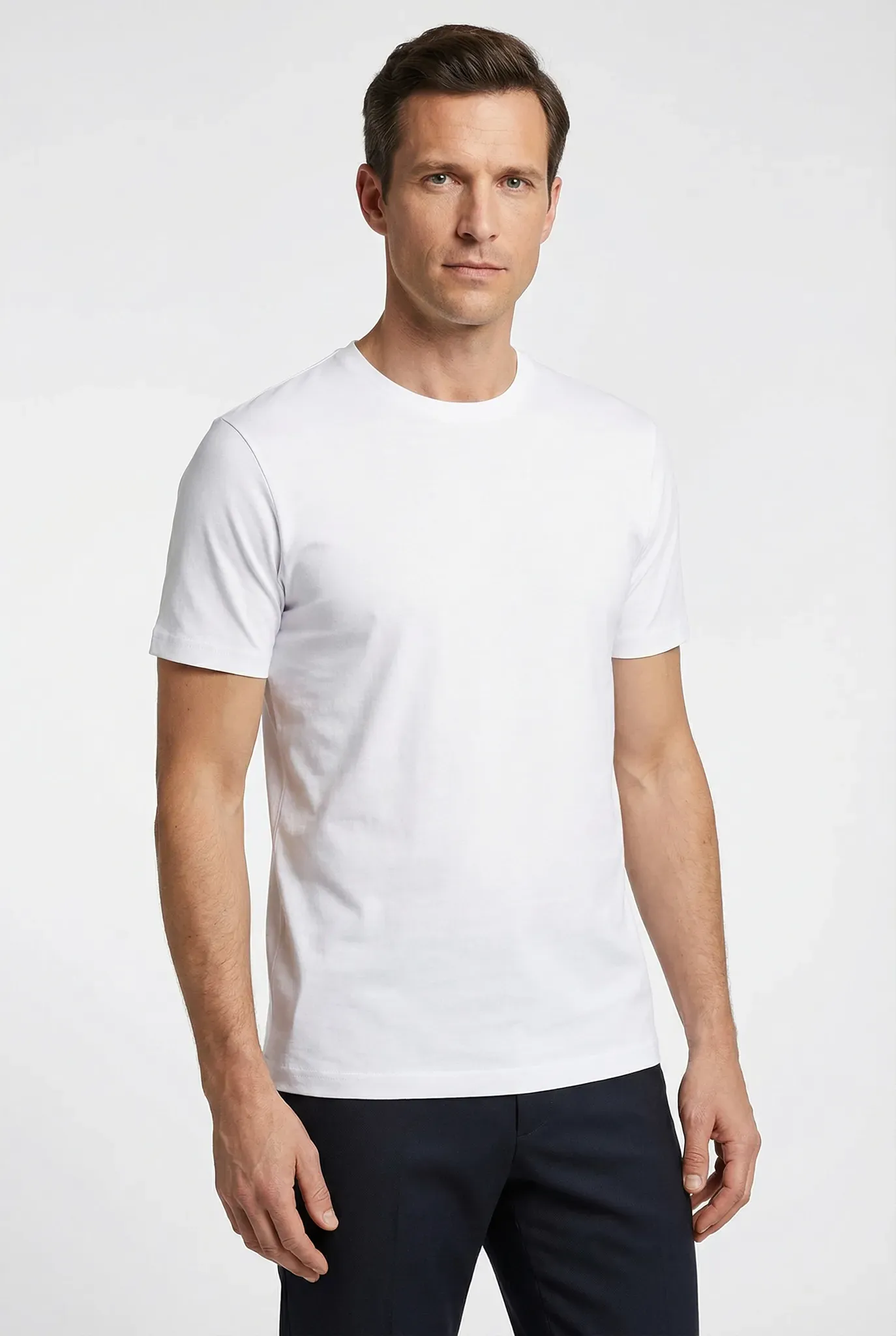 T-Shirt MARVELIS, Herren, Gr. L, weiß, Obermaterial: 100% Baumwolle, regular fit, Rundhals, Shirts T-Shirt, Doppelpack, basic, Rundhals, Unterziehshirt, regular fit