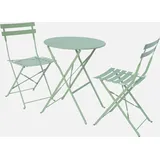 sweeek - Klappbarer Bistro-gartentisch aus Stahl + 2 Stühlen