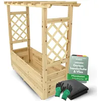 holz4home Pflanzkasten mit Dach aus Tannenholz inkl. Vlieseinlage M