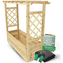 holz4home Pflanzkasten mit Dach aus Tannenholz inkl. Vlieseinlage M