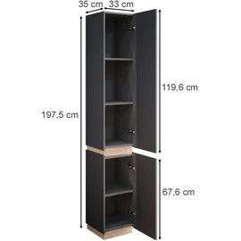 Vicco Gloria Hochschrank 33 x 197,5 cm Anthrazit/Sonoma/Holz