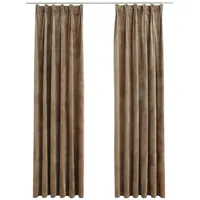 VidaXL Verdunkelungsvorhänge mit Haken 2 Stk. Samt Beige 140x245