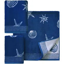 Dyckhoff Seashell Handtuchset 50 x 100 cm und 70 x 140 cm blau 3 St.