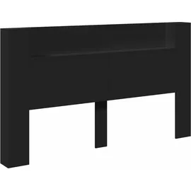 vidaXL Kopfteil mit Regal Schwarz 180 x 16,5 x 103,5 cm Holzwerkstoff