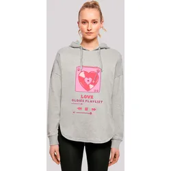 Kapuzenpullover F4NT4STIC "Love Oldies Playlist Valentinstag", Damen, Gr. S, grau, Obermaterial: 100% Baumwolle, casual, oversize, Langarm, Pullover, Premium Qualität
