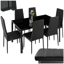 Tectake tectake® Esszimmergruppe, 7-teilig, gepolstert mit Kunstlederbezug, bodenschonende Kunststoffkappen