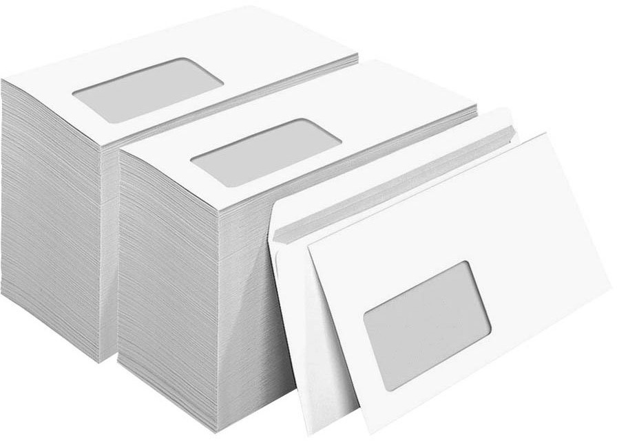Briefumschläge DIN Lang, mit Fenster, selbstklebend, weiß, 75g, 1000 Stück s7000