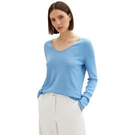 Tom Tailor Front Logo Coin Pullover Mit V-ausschnitt Sea Blue Melange XS