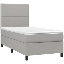 vidaXL Boxspringbett mit Matratze & LED Hellgrau 100x200 cm Stoff