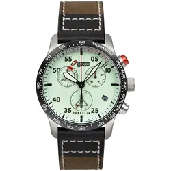 Chronograph ZEPPELIN "Eurofighter Typhoon", grün (olivgrün, schwarz), Armbanduhren, Herren, Armbanduhr, Quarz, Herren, Leuchtzifferblatt, Made in Germany