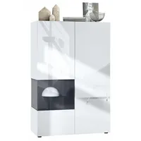 Vladon Vitrine, Schwarz, 91.5x136.5x37 cm, Wohnzimmer, Wohnwände, Vitrinenschränke