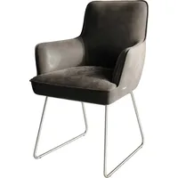 DeLife Polsterstuhl Heira-Flex mit Armlehnen Mikrofaser Anthrazit Vintage Taschenfederkern,