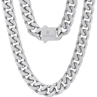 LuxusKollektion Ketten und Armband Set Panzerkette Herren 14mm 18K Gold/Weißgold Cuban Link Chain