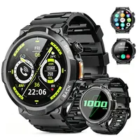 Smartwatch Herren Damen, 1.53" HD 1000mAh Militär Smart Watch mit Telefonfunktion, 100+Sportmodi Fitnessuhr Tracker, IP68 Wasserdicht Sportuhr, Herzfrequenz Schlafmonitor Schrittzähler Android iOS