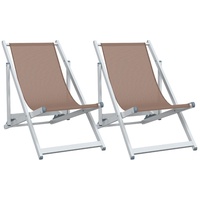 vidaXL Strandstühle 2 Stk. Klappbar Braun Aluminium und Textilene