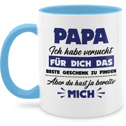 Shirtracer Tasse Papa ich habe versucht das Geschenk zu finden schwarz/dunkelblau, Keramik, Geschenk Vatertag Kaffeetasse blau