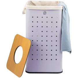 ELUNO eckige Wäschetonne, Wäschekorb, Wäschesammler mit waschbarem Wäschesack und abnehmbaren Deckel, 50 Liter Fassungsvermögen für Schlafzim...