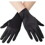 EORUBE Kurze Opernhandschuhe aus Satin für Frauen, Handgelenklänge, Bankett-Handschuhe, Teeparty, Halloween, Kostüm-Handschuhe Gr. Einheitsgröße, Smooth 8.6 - Schwarz - Einheitsgröße