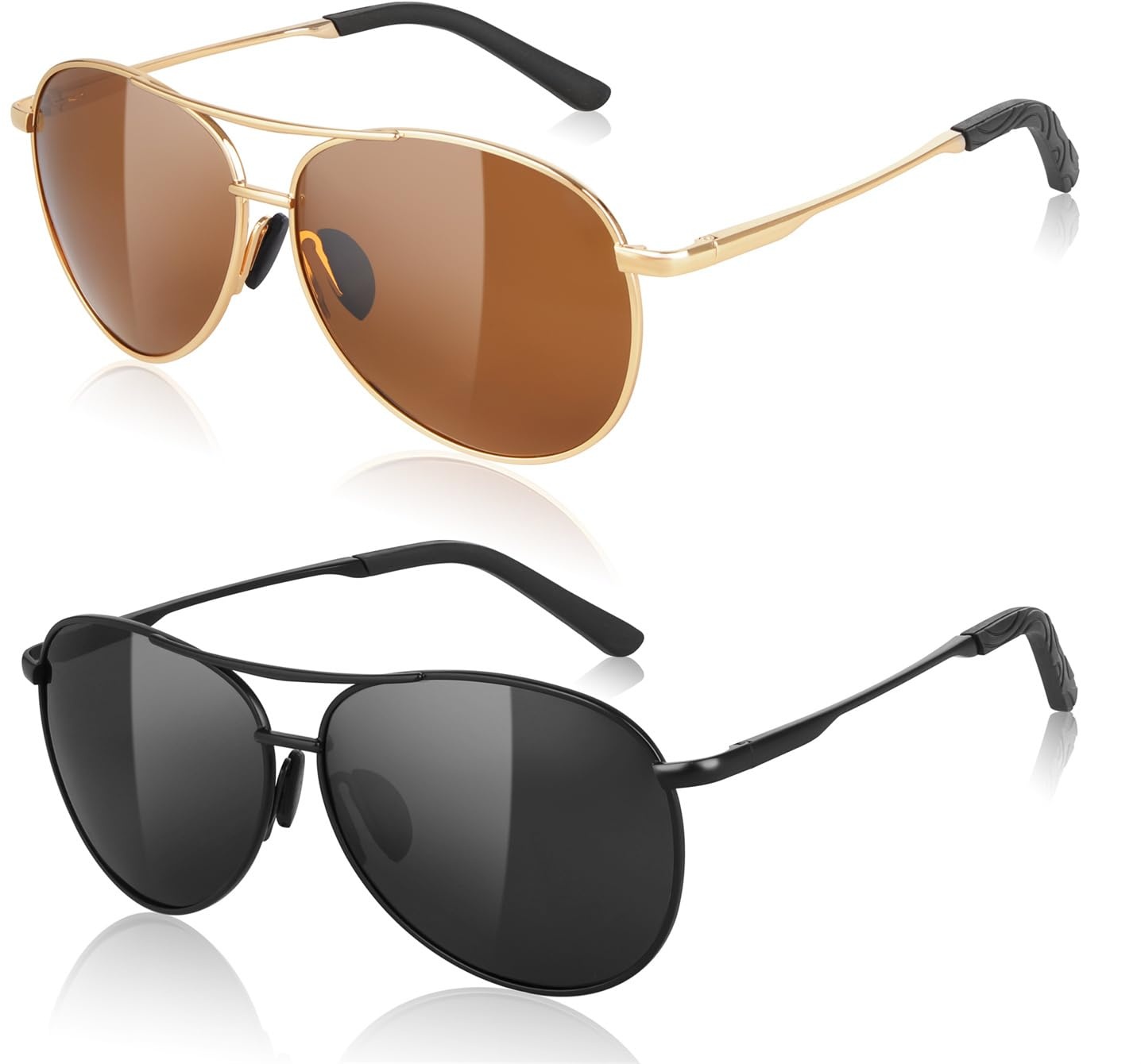 Chanstha 2 Paare Sonnenbrille-Herren-Damen-Polarisiert Premium Metallrahmen Sonnenbrillen, Vintage/Klassisch/Elegant UV400 CAT 3 CE, Fahren/Golf/Reisebrille/Outdoor-Sportarten Mode Sunglasses Men - 141*50