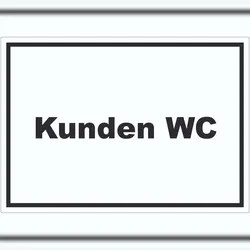 Kunden WC Aufkleber mit Text Toilette waagerecht A3 (297x420mm)