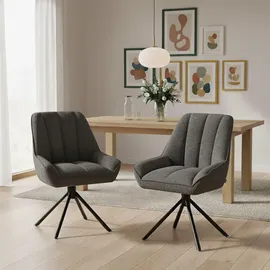 dubi möbel Polsterstuhl Mika-Mira Polyester grau 2er Set