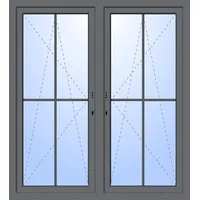 Balkontür zweiflügelig GEALAN "DANIEL" 2-fach Verglasung mit Pfosten (abschließbar) Basaltgrau RAL 7012 innen öffnend Seitenunabhängig