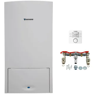 Bosch BOSCH/Junkers Gas-Brennwerttherme Cerapur ZSB 24-4 C 23 Erdgas E/H, mit CR 120, & Außenfühler TA, mit Anschlussplatte Unterputz, Speicherfühler, SF4, Schachteinbau starr m