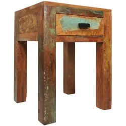 KADIMA DESIGN Nachttisch Diana, Shabby Chic, Mango-Holz, 40x40x55 cm - Einzigartig & Praktisch