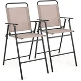 2er Set Gartenstühle, hohe Klappstühle mit Fußstütze, Sitzhöhe 63 cm, klappbare Barhocker bis 150 kg belastbar, Balkonstühle für Balkon, Garten,