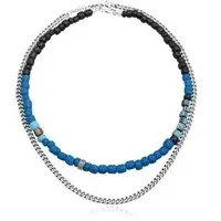 Kuzzoi Halsketten - Halskette Panzerkette Glas Beads Set 925 Silber - Gr. unisize - in Silber - für Damen