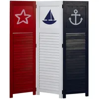 Homestyle4u Paravent Raumteiler 3 teilig Raumtrenner Sichtschutz Maritim, Weiß