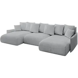 altdecor Ecksofa Cord 6-Sitzer Grau