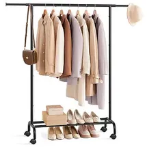 Songmics Rollgarderobe schwarz Metall 83,0 - 120,0 x 156,0 cm