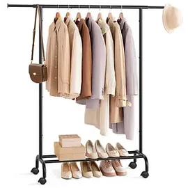 Songmics Rollgarderobe schwarz Metall 83,0 - 120,0 x 156,0 cm