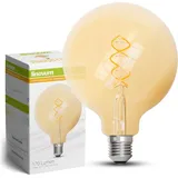 linovum Globe LED Filament Glühbirne E27 dimmbar extra warmweiß, G125 extra große Kugelform - Vintage Retro Edison Lampe 3,4W