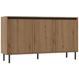Selsey Sideboard OSAKA, Anrichte mit Riffelfronten und schwarzen Metallbeinen beige 149 cm