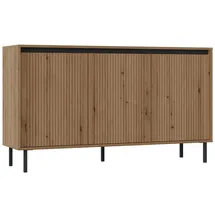 Selsey Sideboard OSAKA, Anrichte mit Riffelfronten und schwarzen Metallbeinen beige 149 cm