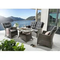 Destiny Loungeset CASA, Polyrattan, 2 Sessel, 1 Tisch 120x77x66 cm und 2er Sofa grau