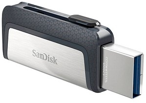 SanDisk USB-Stick Ultra Dual Drive USB Type-C silber, grau 256 GB