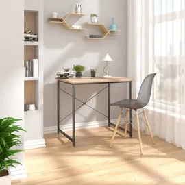 Woltu - Holz mit Eisen-Gestell Computertisch Bürotisch Schreibtisch PC Tisch Arbeitstisch Esstisch Große Desktop Design, Heller Eiche+schwarz