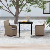 VidaXL 3-tlg. Garten-Essgruppe mit Kissen Braun