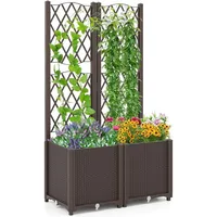 Goplus Blumenkasten mit Rankgitter 40 x 40 cm Braun