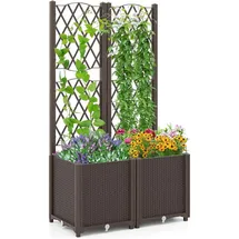 Goplus Blumenkasten mit Rankgitter 40 x 40 cm Braun