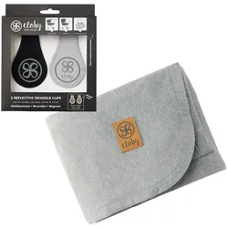 Cloby Bundle aus Leather Clips + Cloby Sun Protection Blanket, Cloby Farben: Sandy Beach, Clip Farbe: Black/Grey