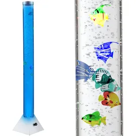 GLOBO Wassersäule Stehleuchte Sprudelsäule Farbwechsel Dekolampe LED Stehlampe, mit 5 Deko-fischen, Sprudelstärke einstellbar, Lxbxh 21,5x21,5x120 cm