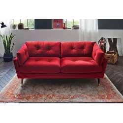 2,5-Sitzer TRENDS BY HG "Japan", rot, B:206cm H:84cm T:89cm, Sofas, mit Fuß in Holz-Metallkombination, frei im Raum stellbar