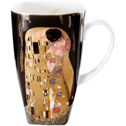 Becher GOEBEL "Der Kuss", bunt, B:9cm H:14cm, Fine China-Porzellan, Trinkgefäße, von Gustav Klimt, schwarz